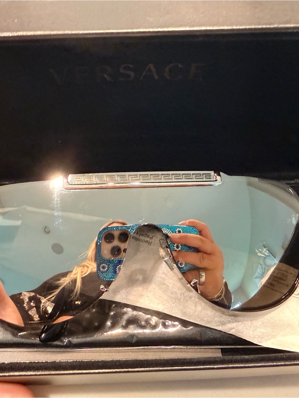 Versace Mirrored Visor Sunglasses in silver